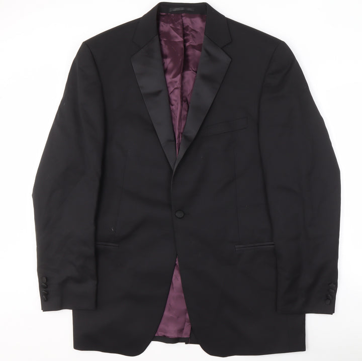 Men's Black Long Blazer 42L Tuxedo Peak Lapel