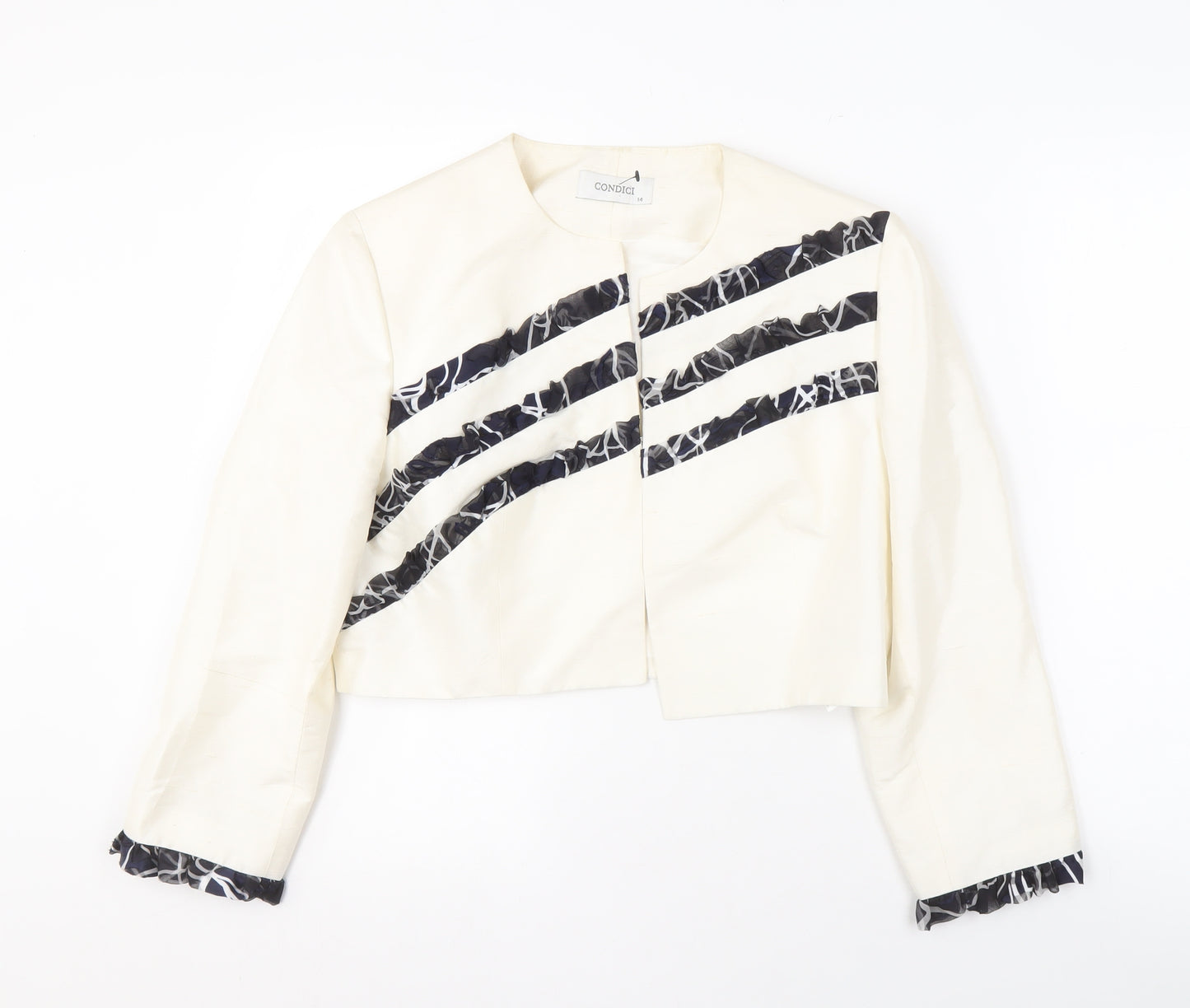 Condici Women's Ivory Silk Suit Jacket, Size 14