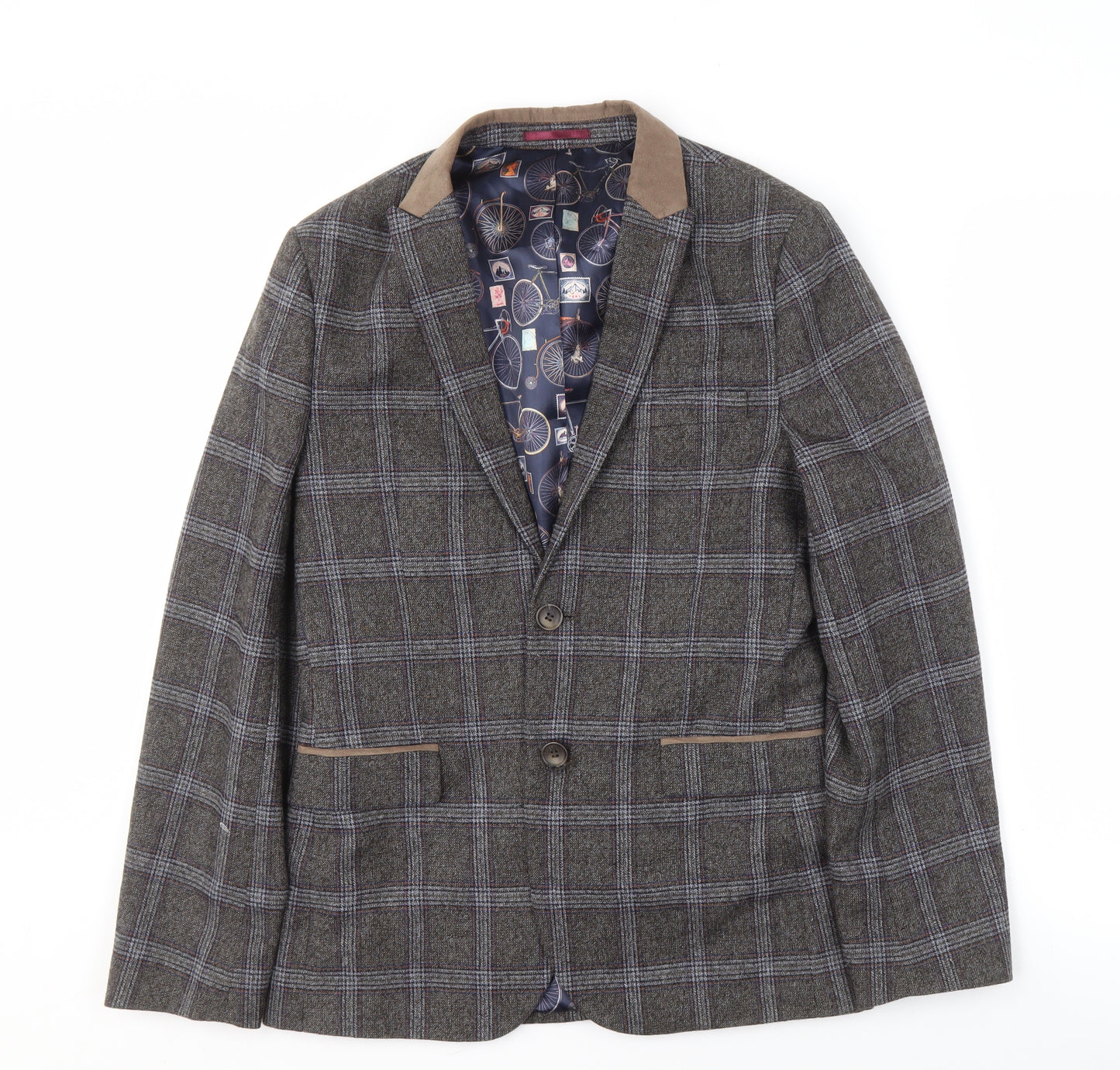 Next Boys Grey Checked Blazer - Size 14 Years, Smart Slim Fit