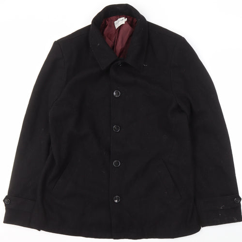 Onfire Men's Black Wool Coat XL Mid-Length