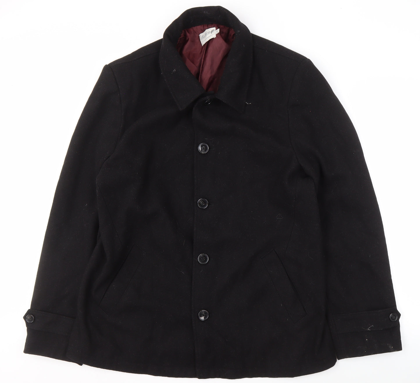 Onfire Men's Black Wool Coat XL Mid-Length