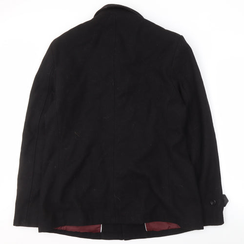 Onfire Men's Black Wool Coat XL Mid-Length