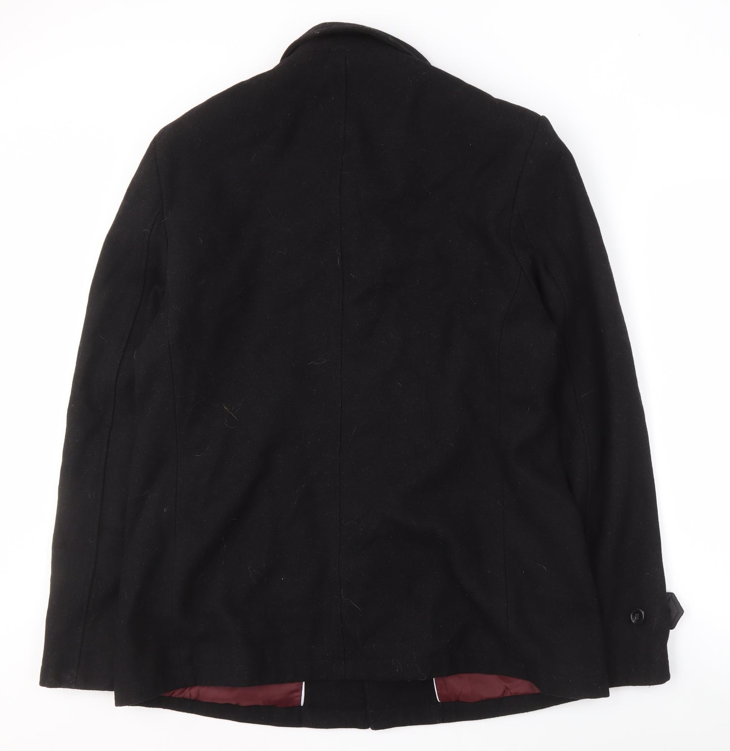 Onfire Men's Black Wool Coat XL Mid-Length