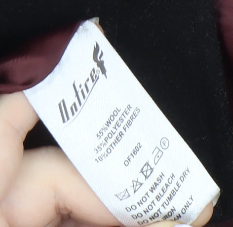 Onfire Men's Black Wool Coat XL Mid-Length