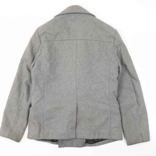 H&M Men's Grey Wool Blend Pea Coat 38in