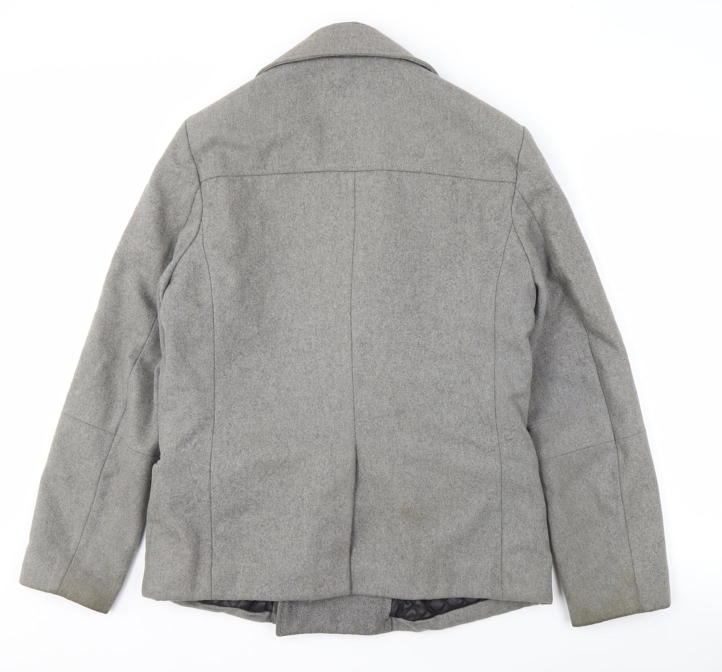 H&M Men's Grey Wool Blend Pea Coat 38in
