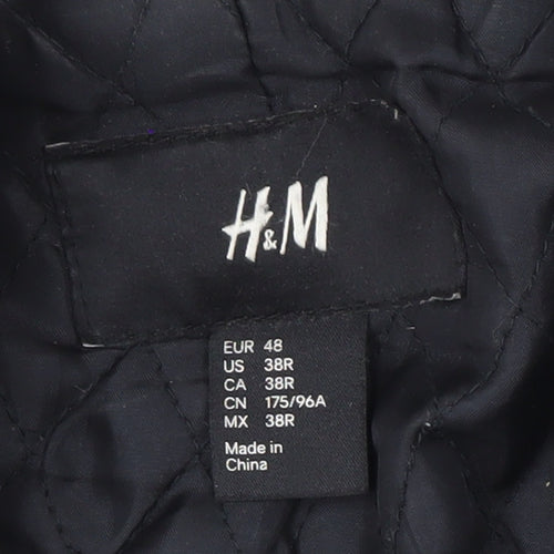H&M Men's Grey Wool Blend Pea Coat 38in