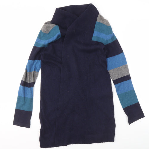 John Lewis Women's Blue Neck Striped Open Front Cardigan 8