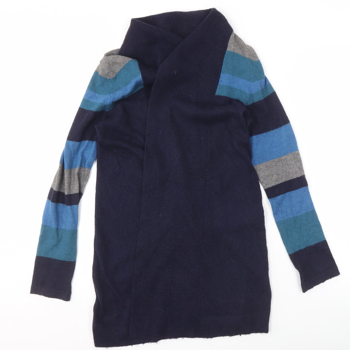 John Lewis Women's Blue Neck Striped Open Front Cardigan 8