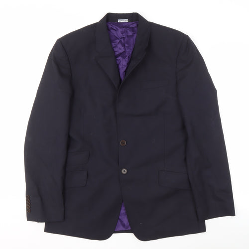 Men's Blue Wool Single-Breasted Blazer - Size 40