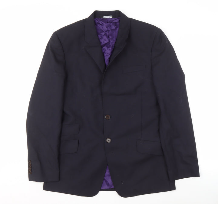Men's Blue Wool Single-Breasted Blazer - Size 40