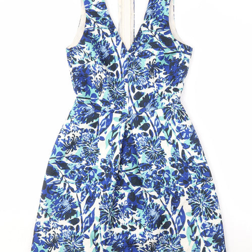 H&M Women's Blue Floral A-Line Dress, Size 8