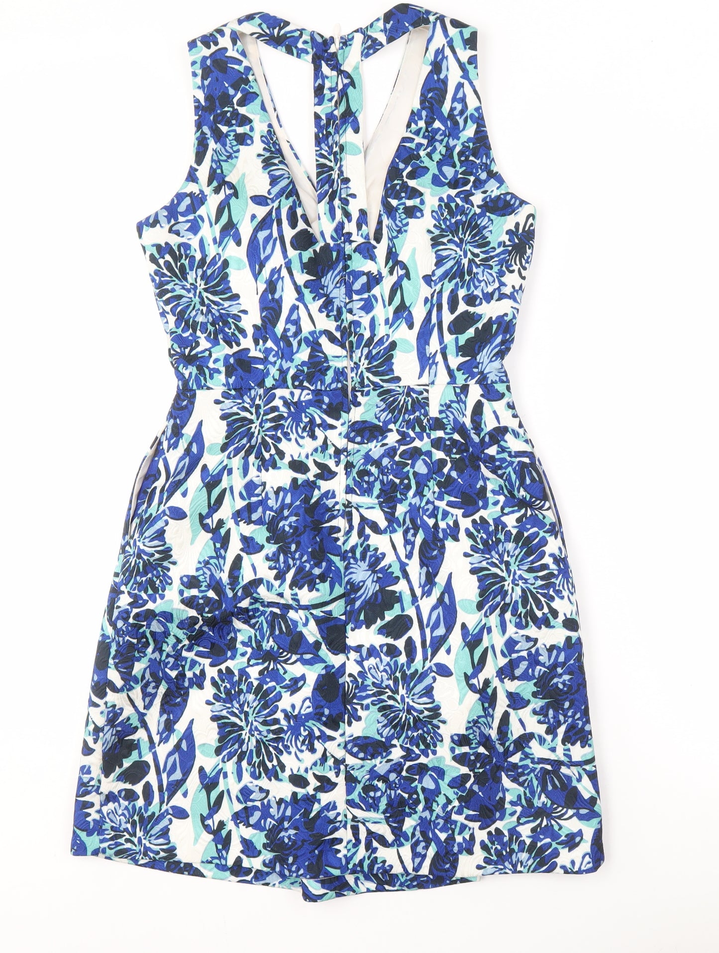 H&M Women's Blue Floral A-Line Dress, Size 8