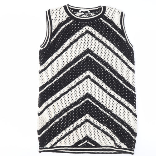 Marks and Spencer Girls Black White Chevron Knit Vest 12-13 Years