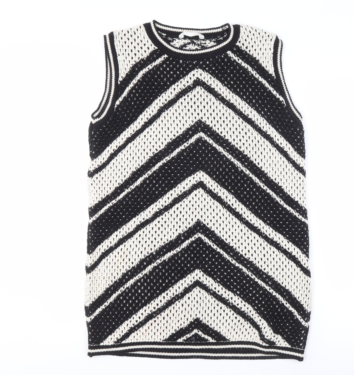 Marks and Spencer Girls Black White Chevron Knit Vest 12-13 Years