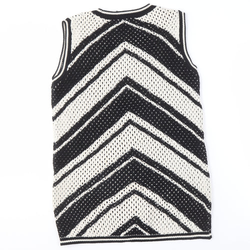 Marks and Spencer Girls Black White Chevron Knit Vest 12-13 Years