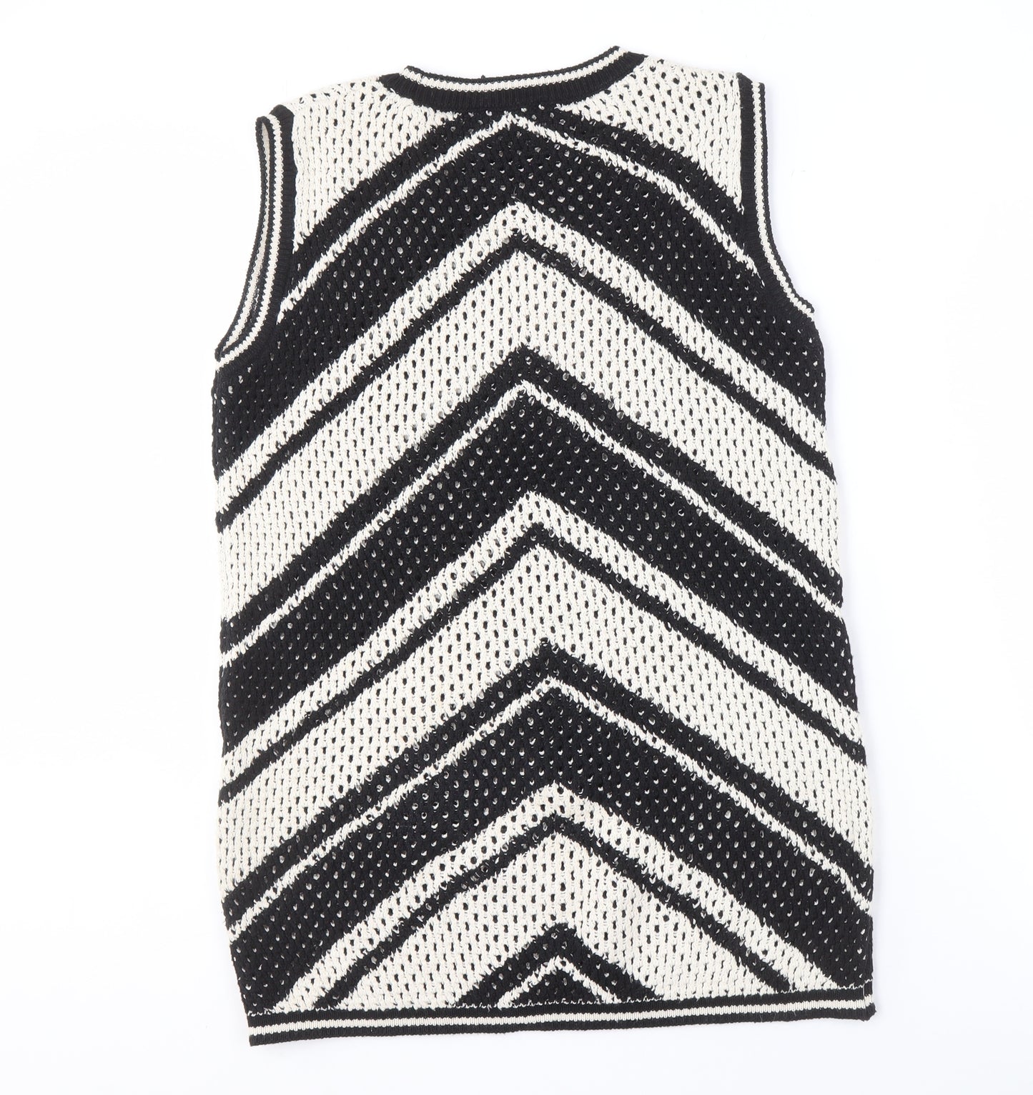 Marks and Spencer Girls Black White Chevron Knit Vest 12-13 Years