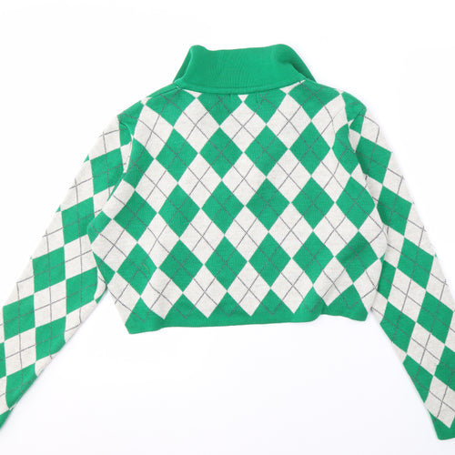 PrettyLittleThing Women's Green Argyle Jumper, Size L