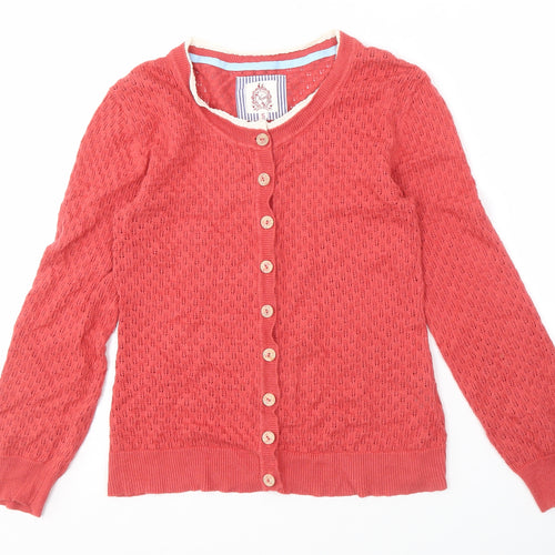 Ness Women's Red Cardigan, Size S, Open-Knit Style