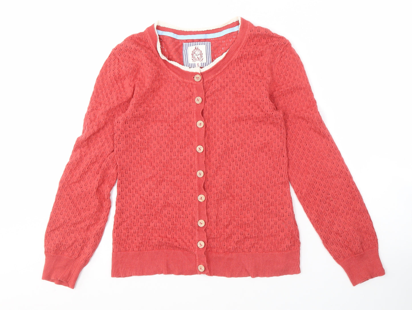 Ness Women's Red Cardigan, Size S, Open-Knit Style