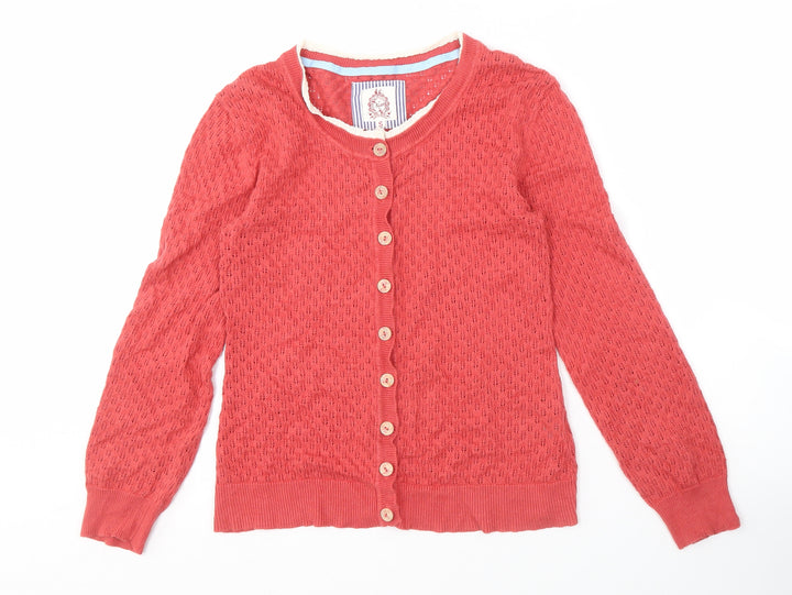 Ness Women's Red Cardigan, Size S, Open-Knit Style