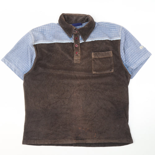 Lee Cooper Men's Brown Blue Polo Shirt Size L