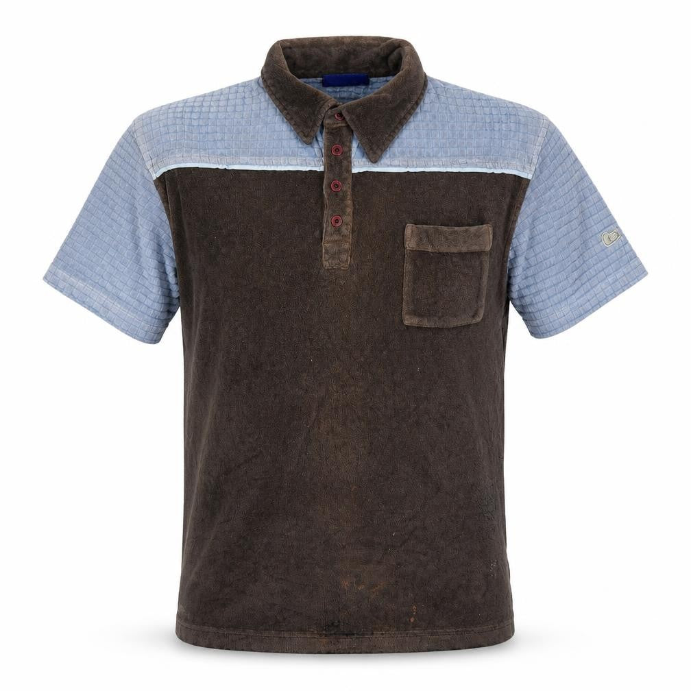 Front view of Lee Cooper Men's Brown Blue Polo Shirt, size L