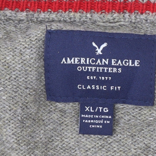 American Eagle Men's Grey XL Pullover Jumper