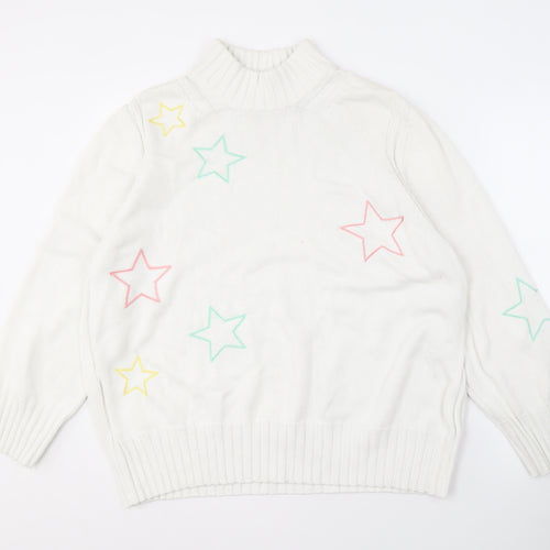 Next Women's White High Neck Star Pullover Jumper XL