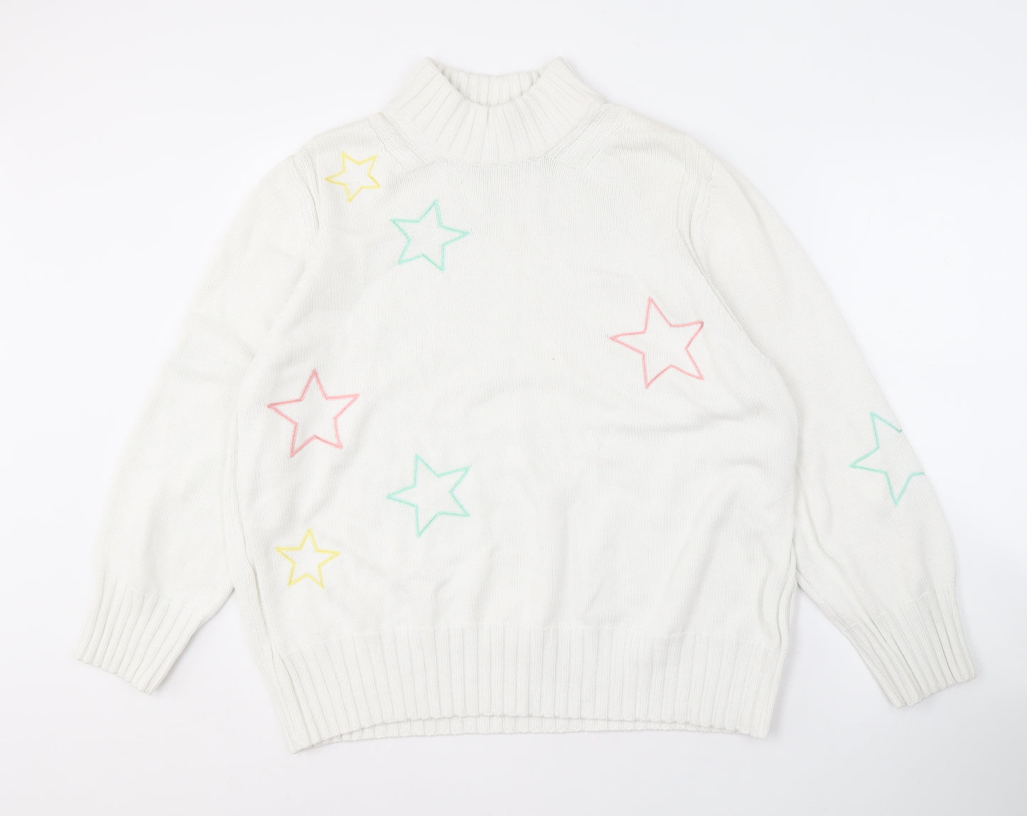 Next Women's White High Neck Star Pullover Jumper XL