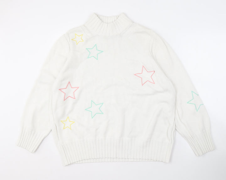 Next Women's White High Neck Star Pullover Jumper XL
