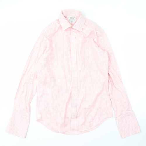 T.M.Lewin Men's Pink Slim Fit Check Shirt, 15.5