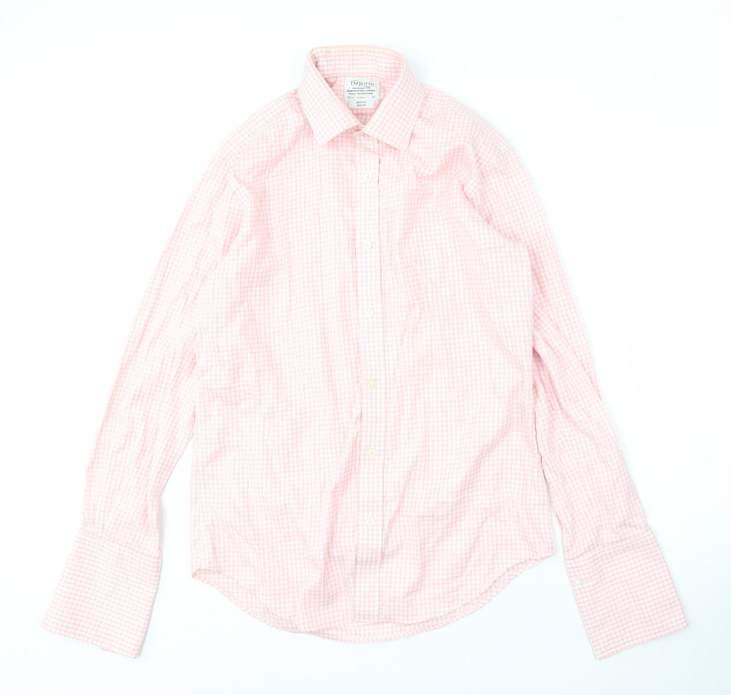 T.M.Lewin Men's Pink Slim Fit Check Shirt, 15.5