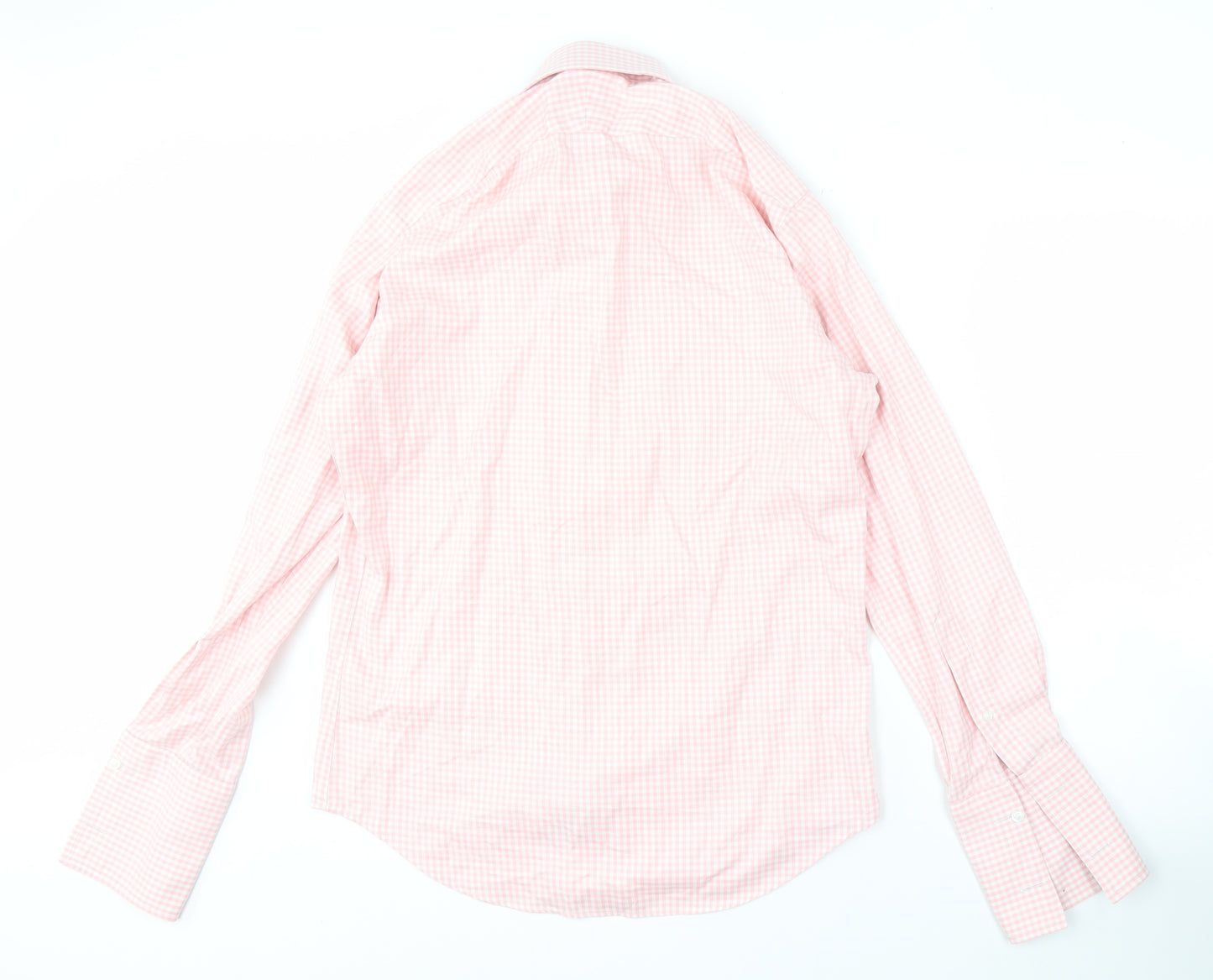 T.M.Lewin Men's Pink Slim Fit Check Shirt, 15.5