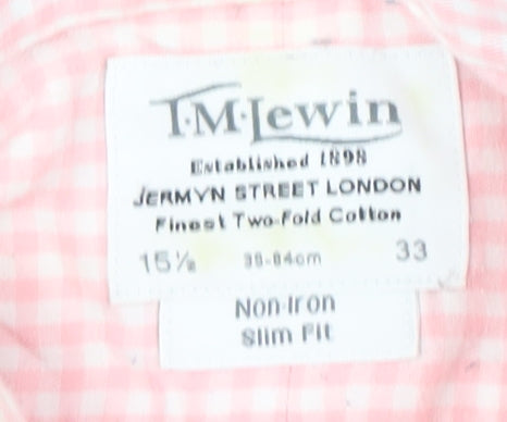 T.M.Lewin Men's Pink Slim Fit Check Shirt, 15.5