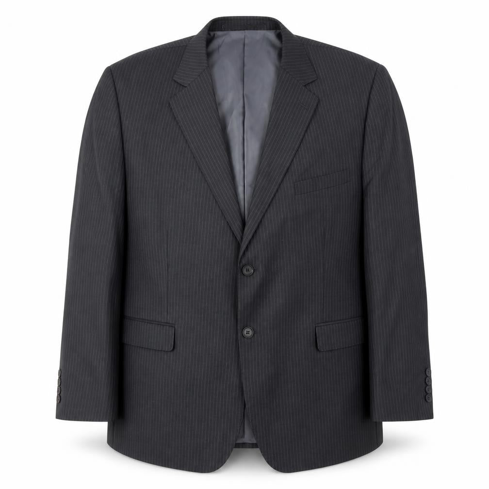 Front view of The Major Oak Men's Grey Striped Blazer - 46S