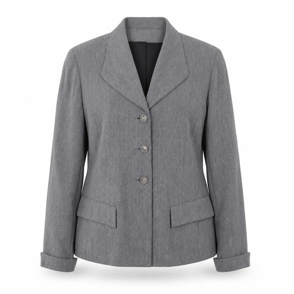 Front view of Wallis Women’s Grey Blazer, size UK 14, Elegant Four-Button
