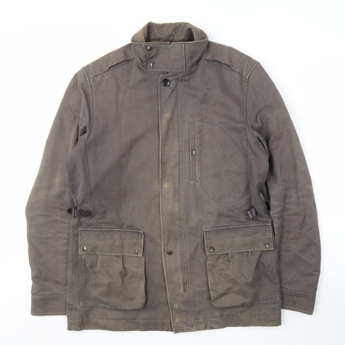 Reiss Men's Grey Cotton Jacket M Casual Mid-Length