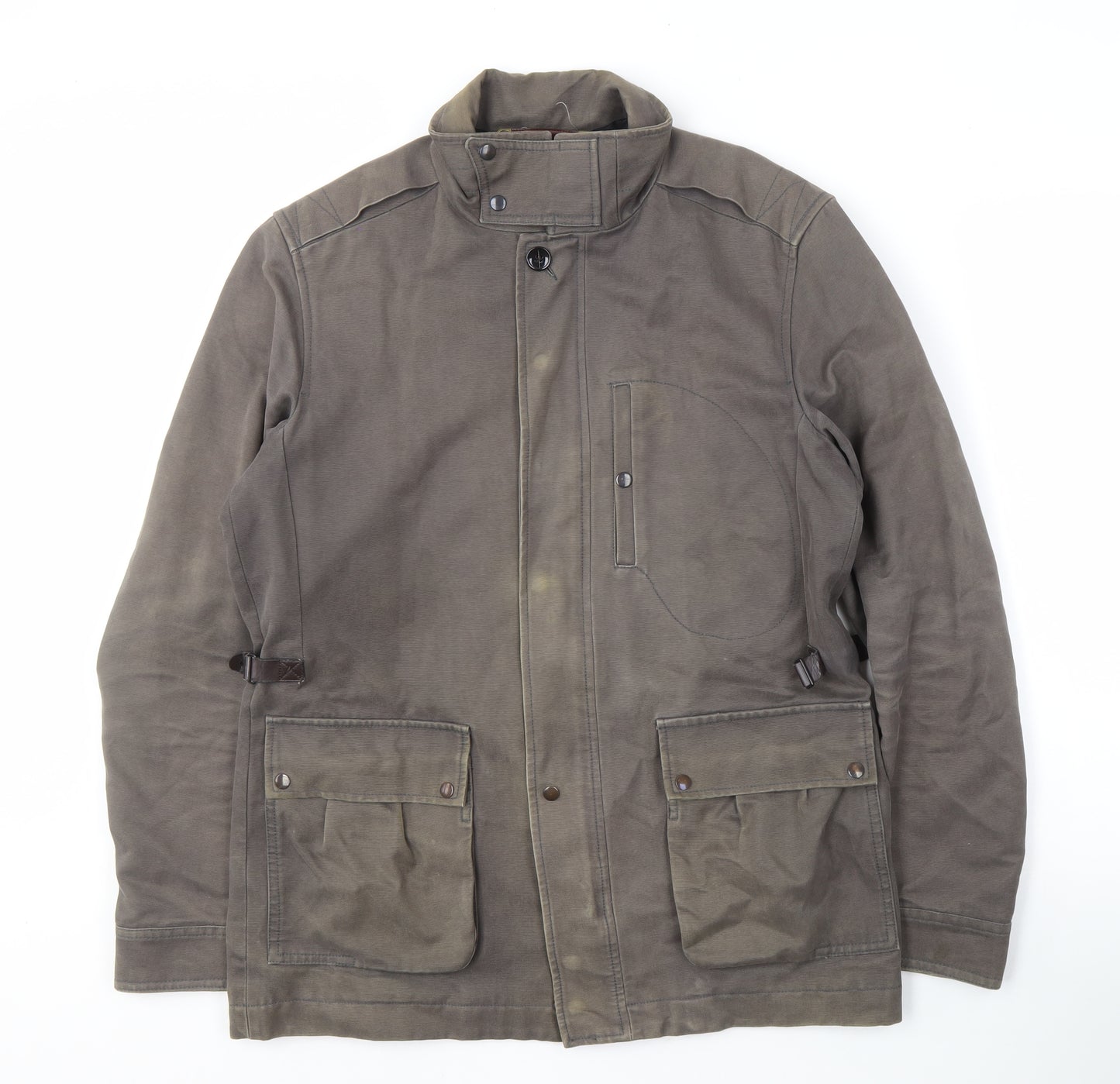 Reiss Men's Grey Cotton Jacket M Casual Mid-Length