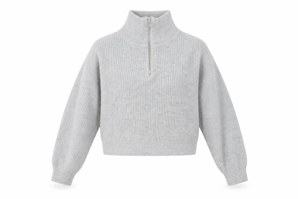 Front view of Urban Outfitters Women's Grey Full Zip Jumper M