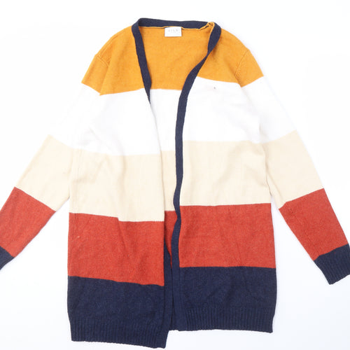 VILA Women's Multicoloured Open Front Cardigan L Striped