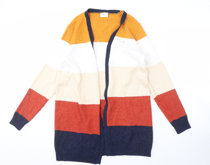 VILA Women's Multicoloured Open Front Cardigan L Striped