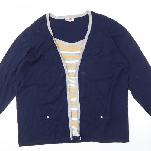 Arista Women's Blue Plus Size Cardigan with Pockets