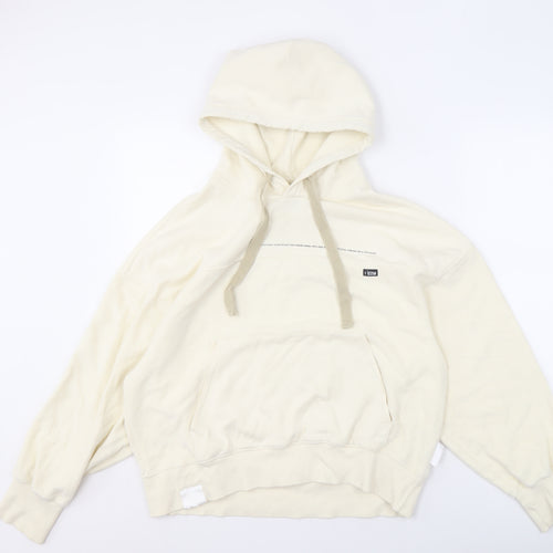 izzue Men's Ivory Medium Pullover Hoodie, Logo Accent