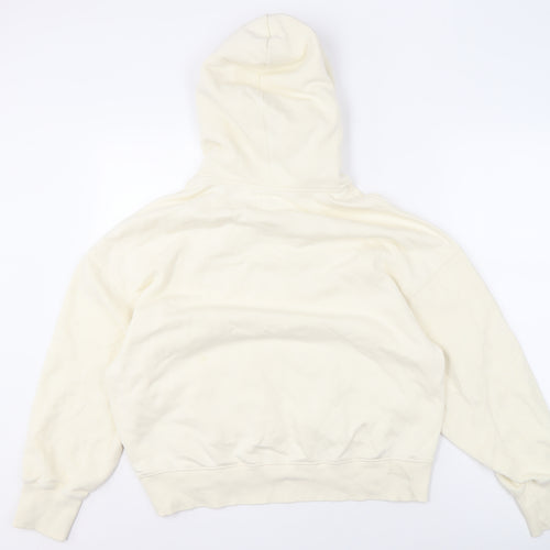izzue Men's Ivory Medium Pullover Hoodie, Logo Accent