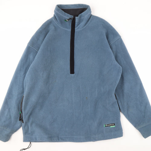 Outdoor Scene Men's Blue Fleece Jacket L 1/4 Zip