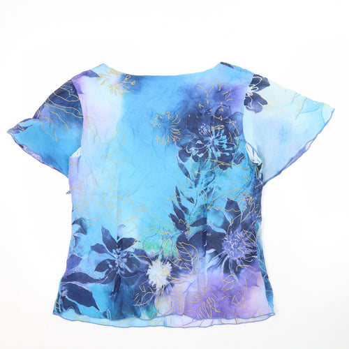 Roman Originals Women's Blue Floral Blouse Size 14