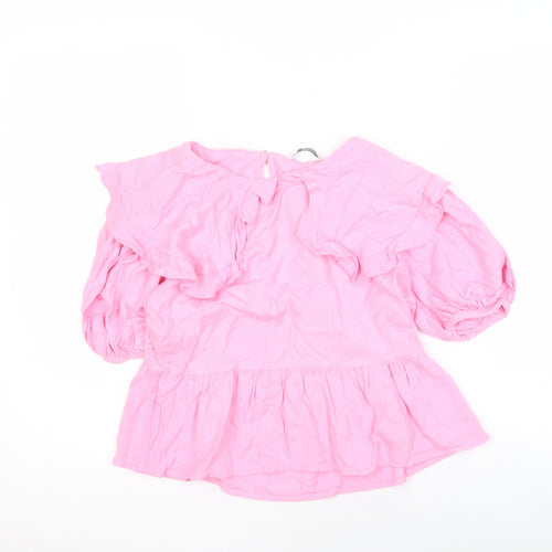 ONLY Women's Pink Blouse - Puff Sleeves, Size 6