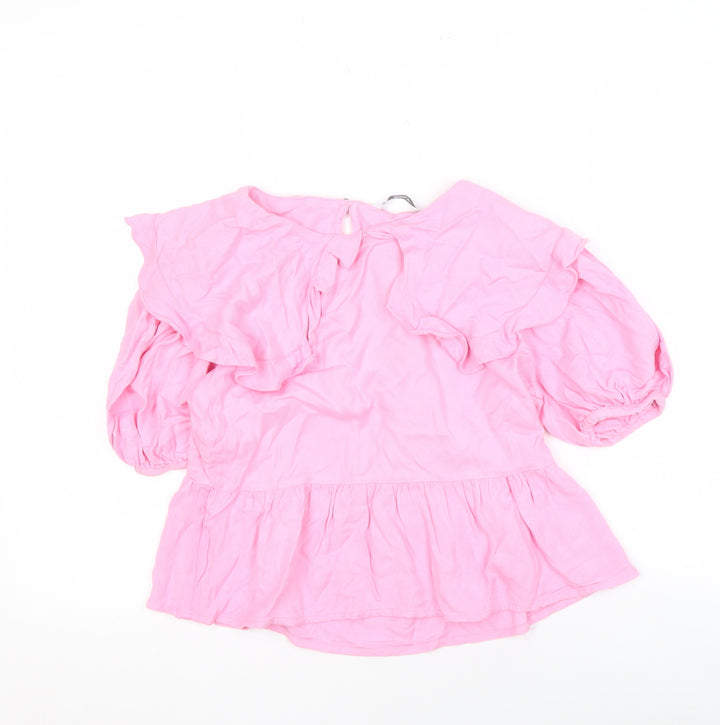 ONLY Women's Pink Blouse - Puff Sleeves, Size 6
