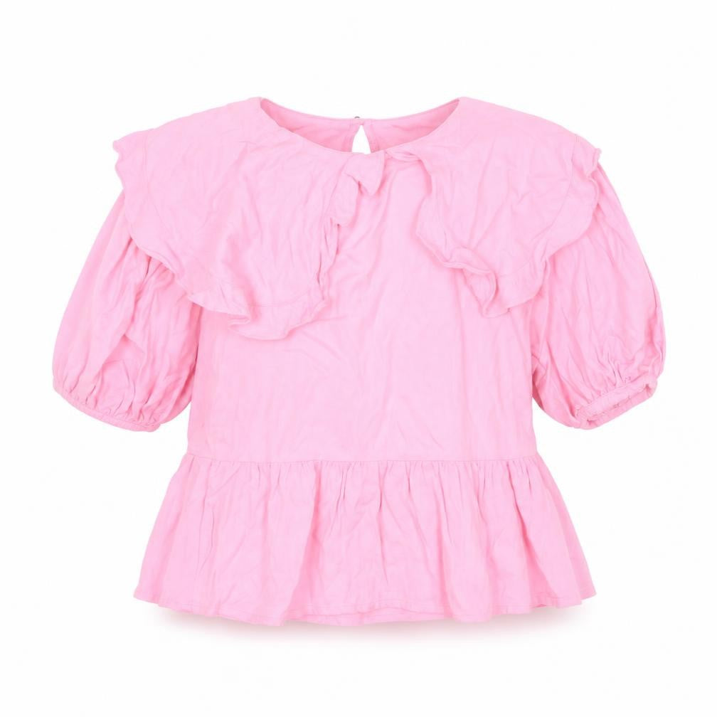 Front view of Only Women's Pink Blouse - Puff Sleeves, size 6